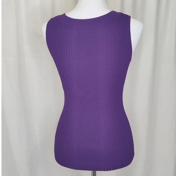 Joseph A tank sleeveless blouse purple ribbed work career stretch Small - Picture 2 of 10